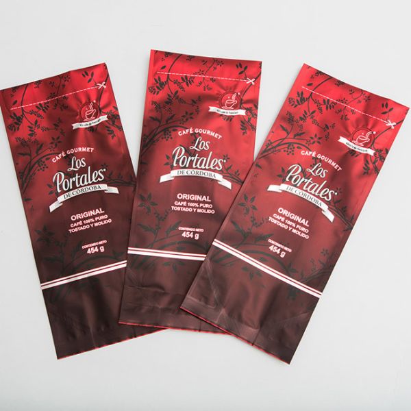 454g 280 X 100mm Printed Flat Bottom Coffee Bags With Valve For Coffee Beans BOPP