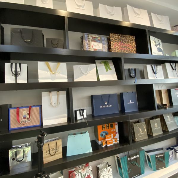 Shoes Custom Paper Shopping Bags Bronzing Silver 250gsm Ivory Favour Bags