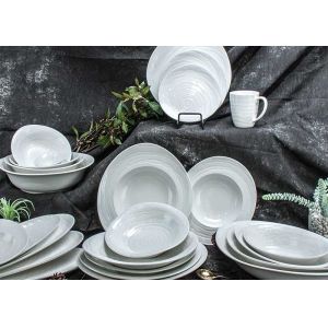 Quality Swirl Emboss 16pc Dinner Set Irregular For Wedding Party for sale