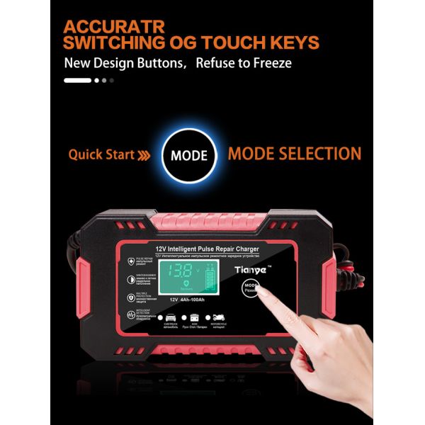 2.4A 7stage Intelligent Pulse Repair Charger With Polarity Reversal Protection