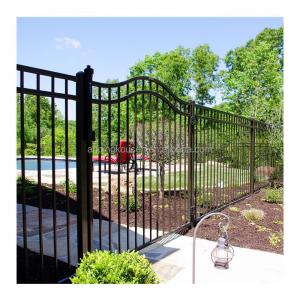 Quality 6ft X 8ft Hot Dipped Galvanized Powder Coated Steel Black Outdoor Simple Rod Iron Fence for sale