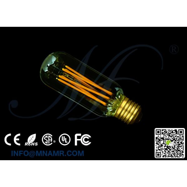 2W 4W 6W LED Filament Type Edison Bulb 2200K Warm Glow Dimmable Amber Tinted T45 Tubular 40 Watt Equal