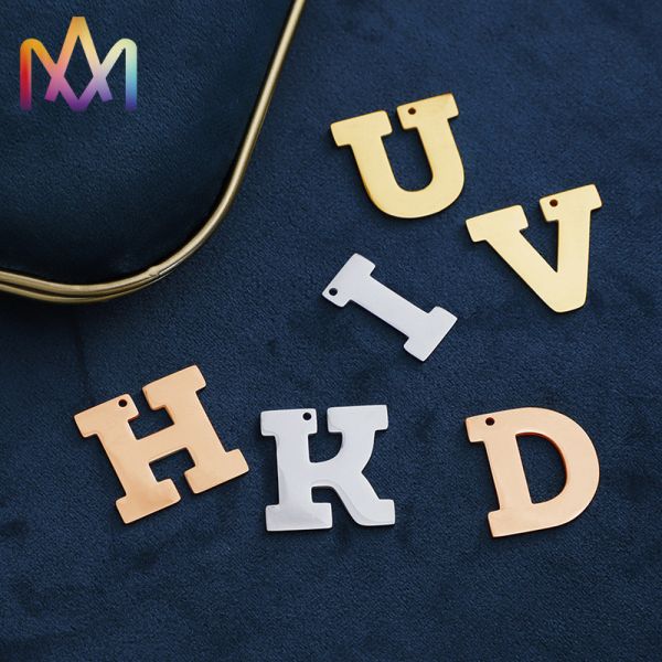 Electroplating SS304 Alphabet Letter Charms For DIY Crafts Jewelry Making