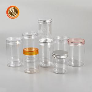 Quality Transparent PET Candy Cookie Jar 450ml 500ml Plastic Candy Jars With Lids for sale