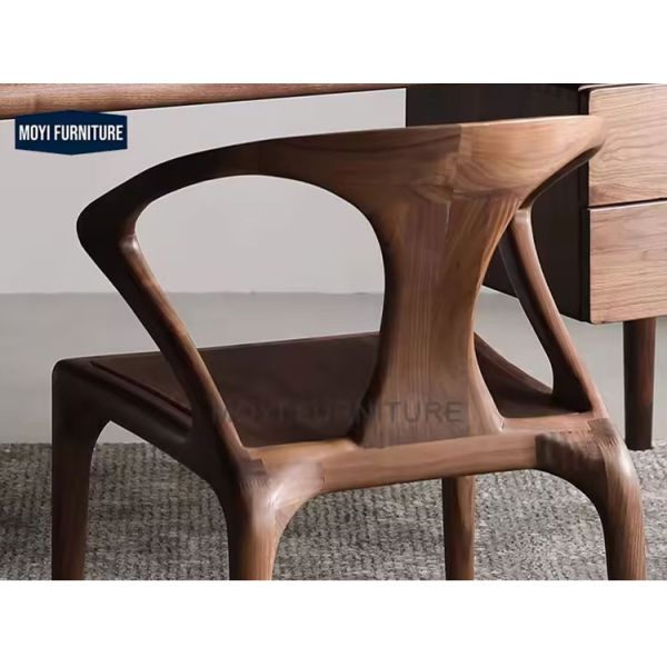 Home Furniture Nordic Commercial Modern Solid Wood Frame Leather Upholstered Wooden Legs Brown Luxury Wicker Back Dining Chairs with Armrest