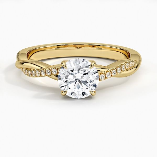 Petite Twisted Vine Diamond Engagement Ring In 9k Yellow Gold