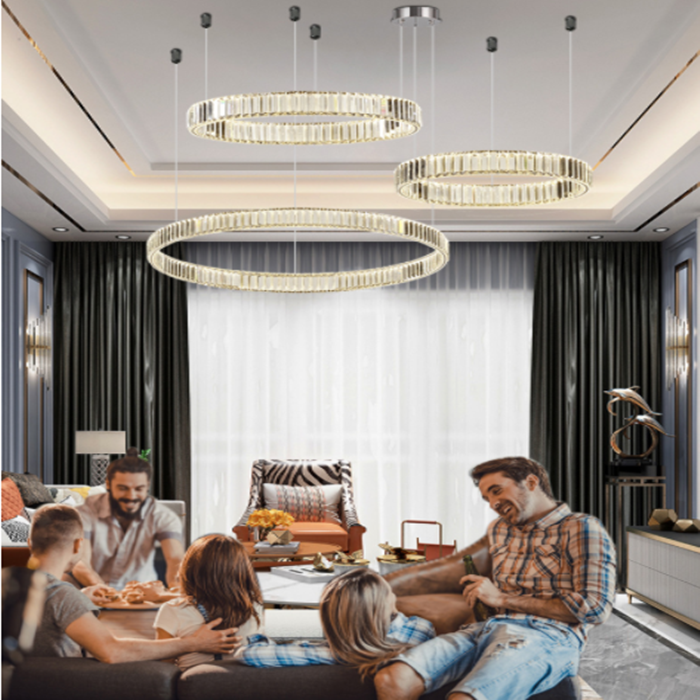 Titanium Gold Crystal Modern Pendant Light 265v Residential Anti Corrosion