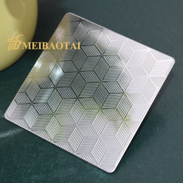 Silver Polished Embossed Stainless Steel Plate Interior Decorate