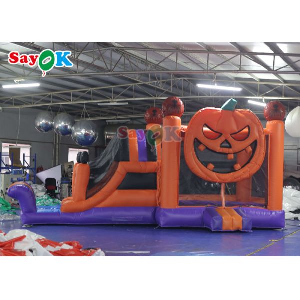 Halloween Pumpkin Inflatable Jumping Castle With Slide Combo