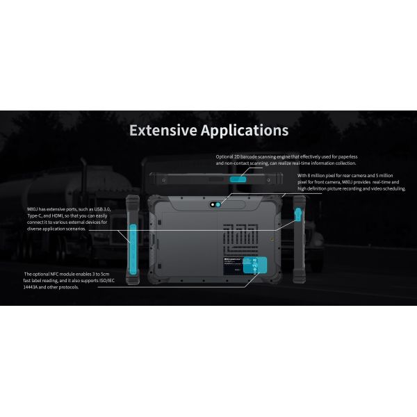 Industrial Rugged Tablets M80J 8 Inch With Win 10 Waterproof GPS WIFI Camera NFC IP65