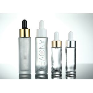 1 Oz Transparent Facial Serum Oil Empty Glass Lotion Bottle With Silver Pump