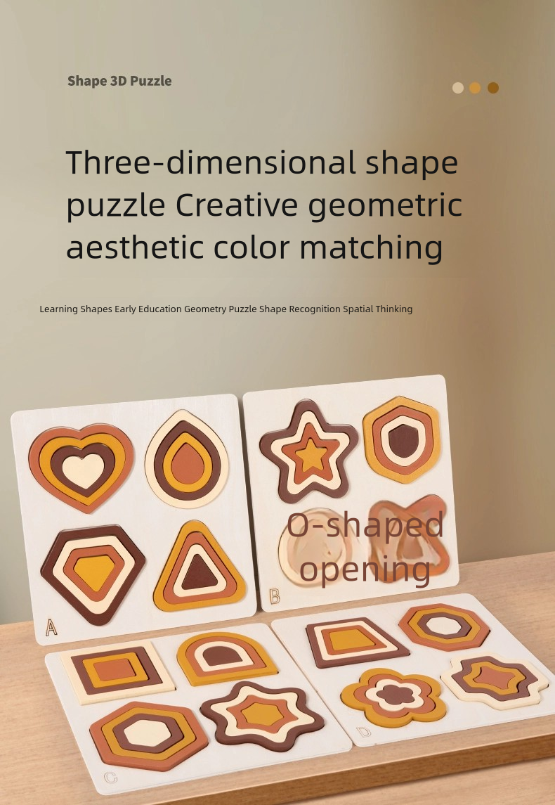 Kids Montessori Wooden Geometric Shape Color Cognition Matching Puzzles Games Early Educational Learning Toy for Children