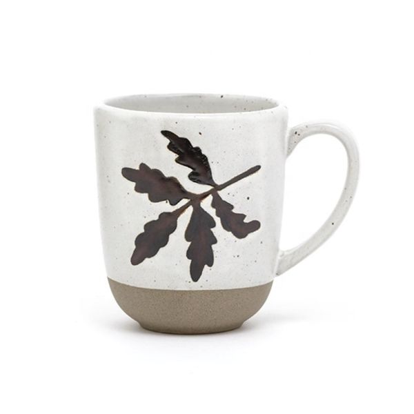 Ceramic Coffee Cup Handmade Harvest Coffee Mug Stoneware Mugs Gift 3D Silk Print Five Leaves