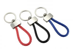Quality Weave PU Leather Strap Key Chains Metal Keyring Promotional Custom Key Holder for sale