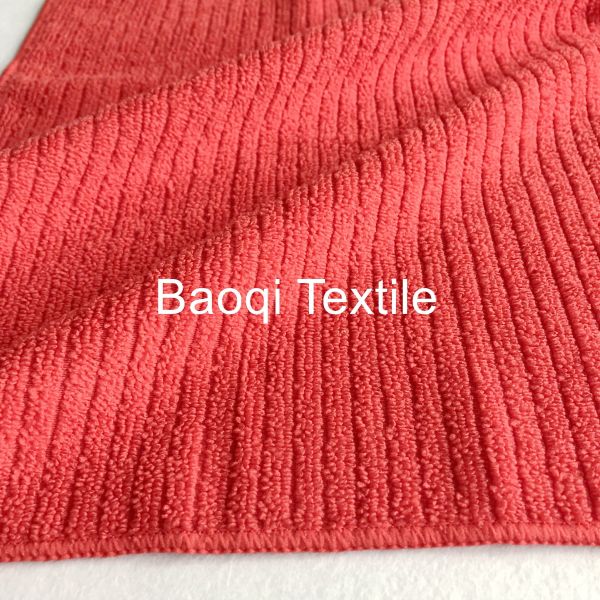 Red solid stripe OEM dish rags 100% poly microfiber tea towels wipes,single side kitchen cleaning rags size 38*51cm