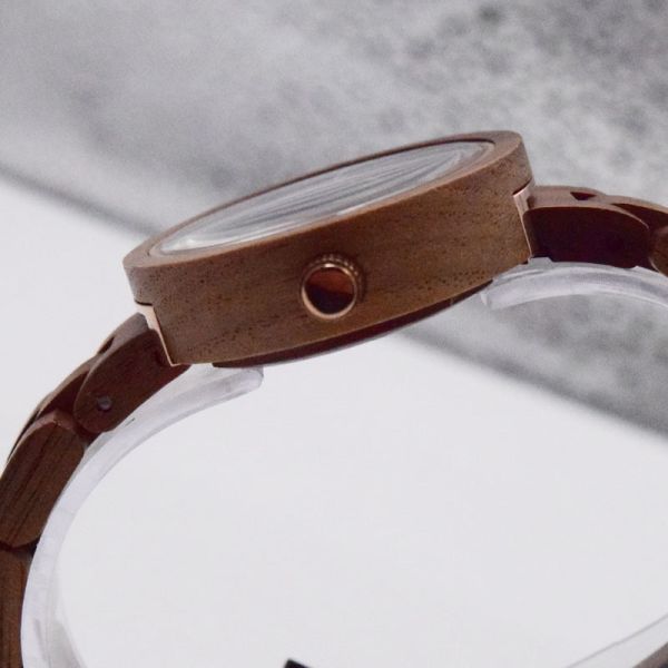 Small Face Ladies Wooden Watches 3 Atm Water Resistant Watch Walnut Wood Cases