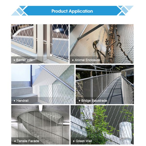 Durable Ferrule Stainless Steel Wire Rope Mesh 316L Galvanized 4m Width