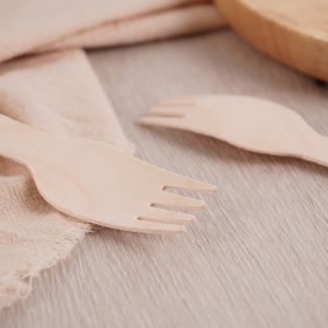 Biodegradable Wooden Forks Bulk 140mm Woodable Disposable Wooden Utensils
