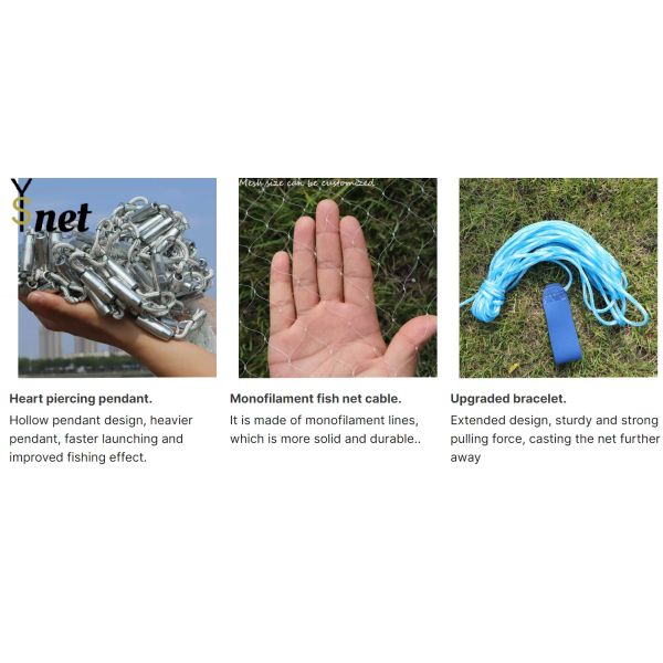 Aluminum Ring Sea Fishing Net HDPE Hand Cast Net White High strength