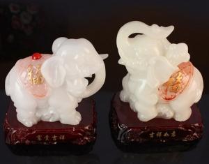 Quality Imitation jade prosperous lucky elephant for resin crafts gifts for sale