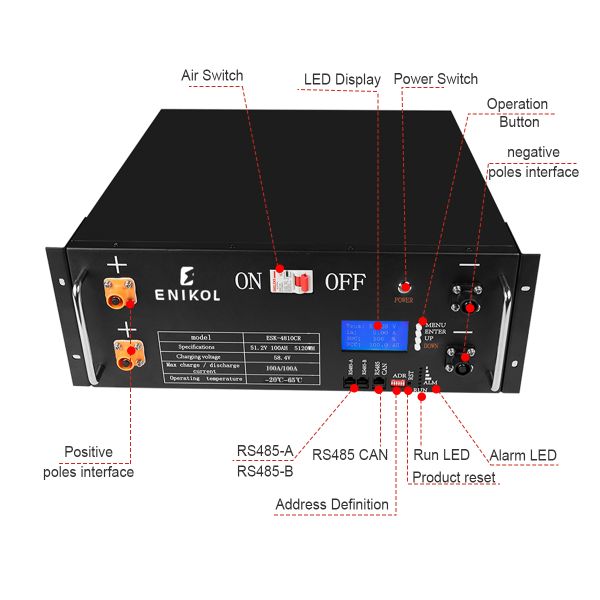 Home Stackable LiFePo4 Battery 5kw 10kw 24V 48V 50ah 100ah Solar Lithium Batteries