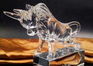 China Crystal Cow Animal Figurines Model For Office / Home Decorations on sale