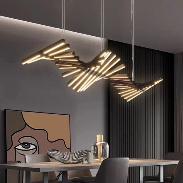 Nordic Modern Light Luxury Hotel Lobby Bedroom Living Room Designer'S Black Big Chandelier