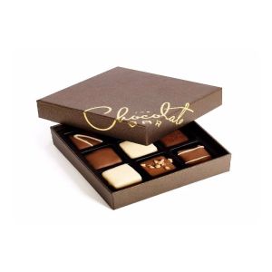 Custom Logo Cardboard Chocolate Boxes Luxury Hard Fancy Ribbon Closure