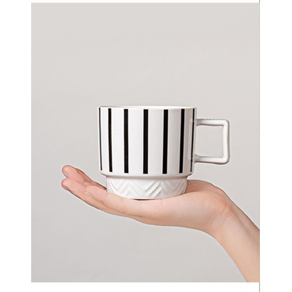 Experience The Elegance Of Black And White Ceramic Mug Coffee Cup For Business Gifts