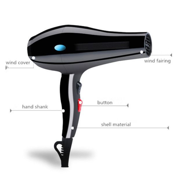 Negative Ionic Professional Hair Dryer Black Color 2000W Power
