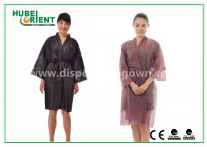 Quality Breathable Disposable Kimono Robe Nonwoven Sauna Gown / Bathrobe Beauty Center Using for sale