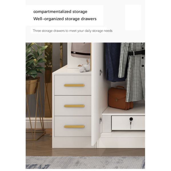 Home Modern Bedroom Furniture MDF Panel Freestanding Wardrobe Cabinet