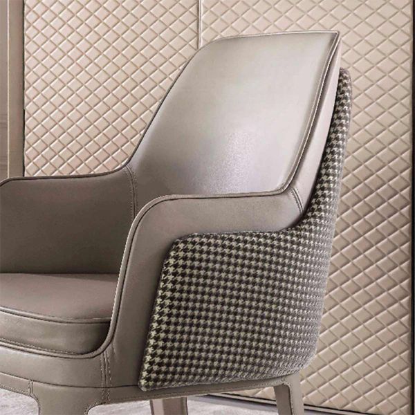 Nordic Genuine Leather Dining Chair 60cm Luxury Contemporary Dining Chairs