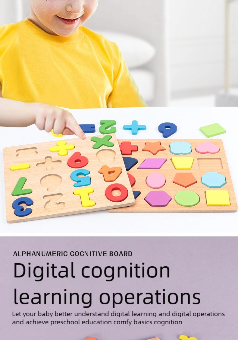 Wooden Board Alphabet Number Kids Montessori 3d Learning Puzzle Early Educational Activity Boards Toys for Child Boys and Girls