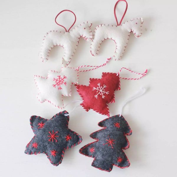 Christmas Decorations 100% Handmade Wool Felt Craft