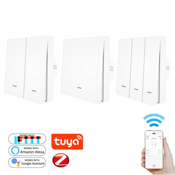 NO Neutral No Capacitor Zigbee 3.0 Wireless Wall Push Button Smart Light Switch Tuya 2 Way IOT Smart Home Automation MOE