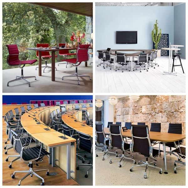 Synthetic Leather Mid Back High Density Foam Chair Aluminum Office Swivel Chair