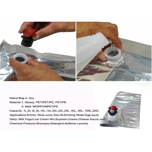 Spout Bags 10L Liquid Bag In Box With Spigot For Water Juice Liquid Beverage Wine