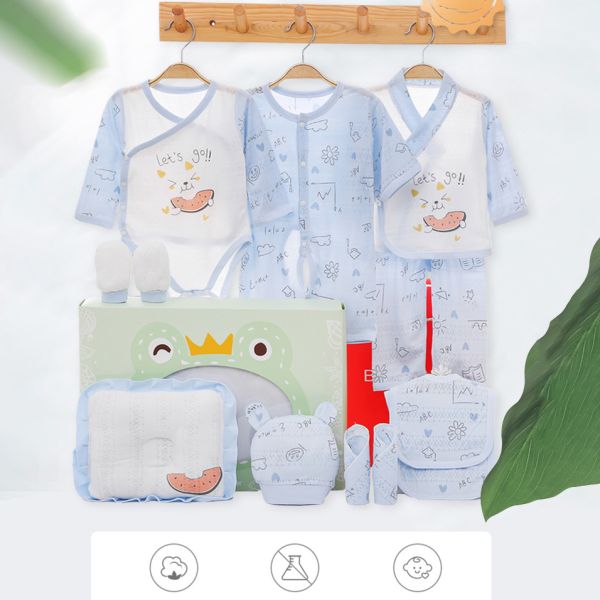 2023 new design custom Cotton 12pcs baby gift set Newborn sleepwear Gift box 100% Cotton baby clothes set for 0-6Months
