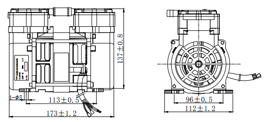 120W Oil Free Piston Vacuum Pump 50Hz Oil Free Laboratory Vacuum Pump