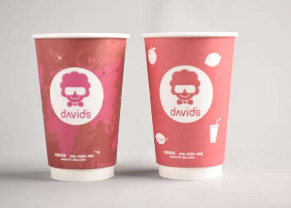 Buy Red Custom Printed Disposable Coffee Cups To Go For Office / Home at wholesale prices