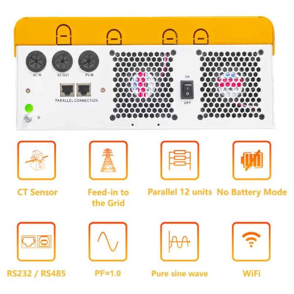 DC 24V Hybrid Solar Inverter with 4kW Solar Panel Capacity RS232 Interface AC 230V Output