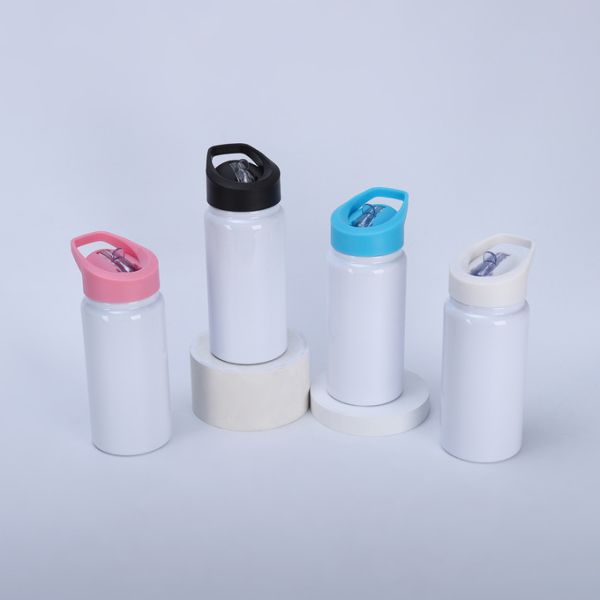 14oz Sublimation White Stainless Steel Water Bottle Tumbler With Portable Slip-Top Lid Vacuum Insulated Kids Water Bottle