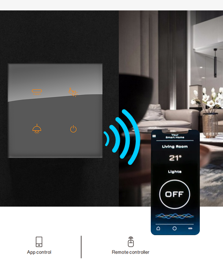 Glass Panel Zigbee Wireless Switch Tuya App White / Grey / Champagne Color