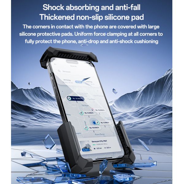 360 Degree Adjustable Bicycle Phone Holder with Mechanical Locking for Stable Non-Shaking Ride