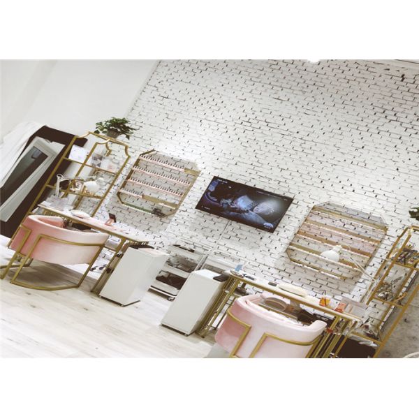 Fashion Firm Nail Polish Wall Rack , Perfume Display Rack Iron Material Customized Styles