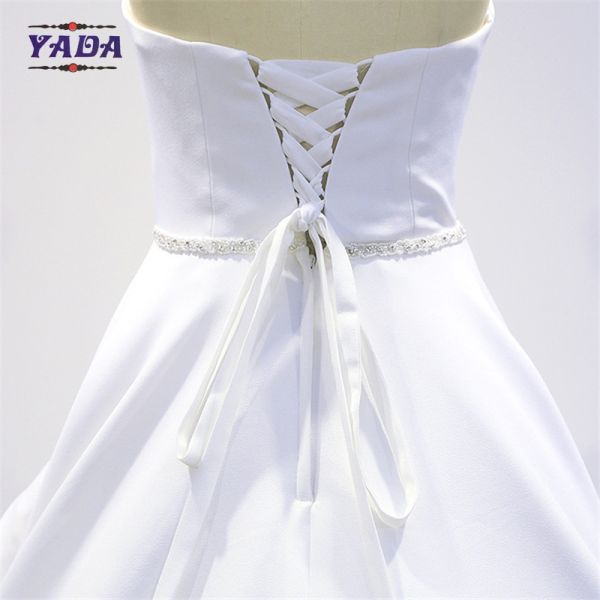 Elegant vintage handmade appliqued korean style dress strapless dresses latest bridal wedding gowns