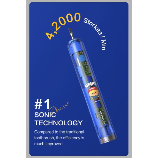 Kids Electric Toothbrush Waterproof IPX7 42,000 VPM With 4 Modes