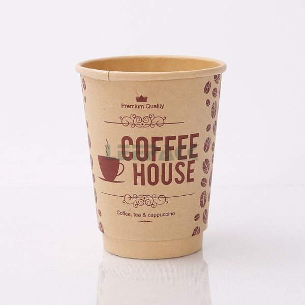 Customized kraft paper cups 8oz 10oz 12oz 16oz double wall disposable hot drinking coffee paper cup with lids