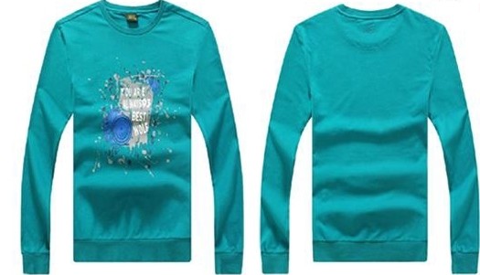 Crew Neck Men's Long Sleeve T - Shirts Knitted Classic Ribbed Cuffs Casual Tees